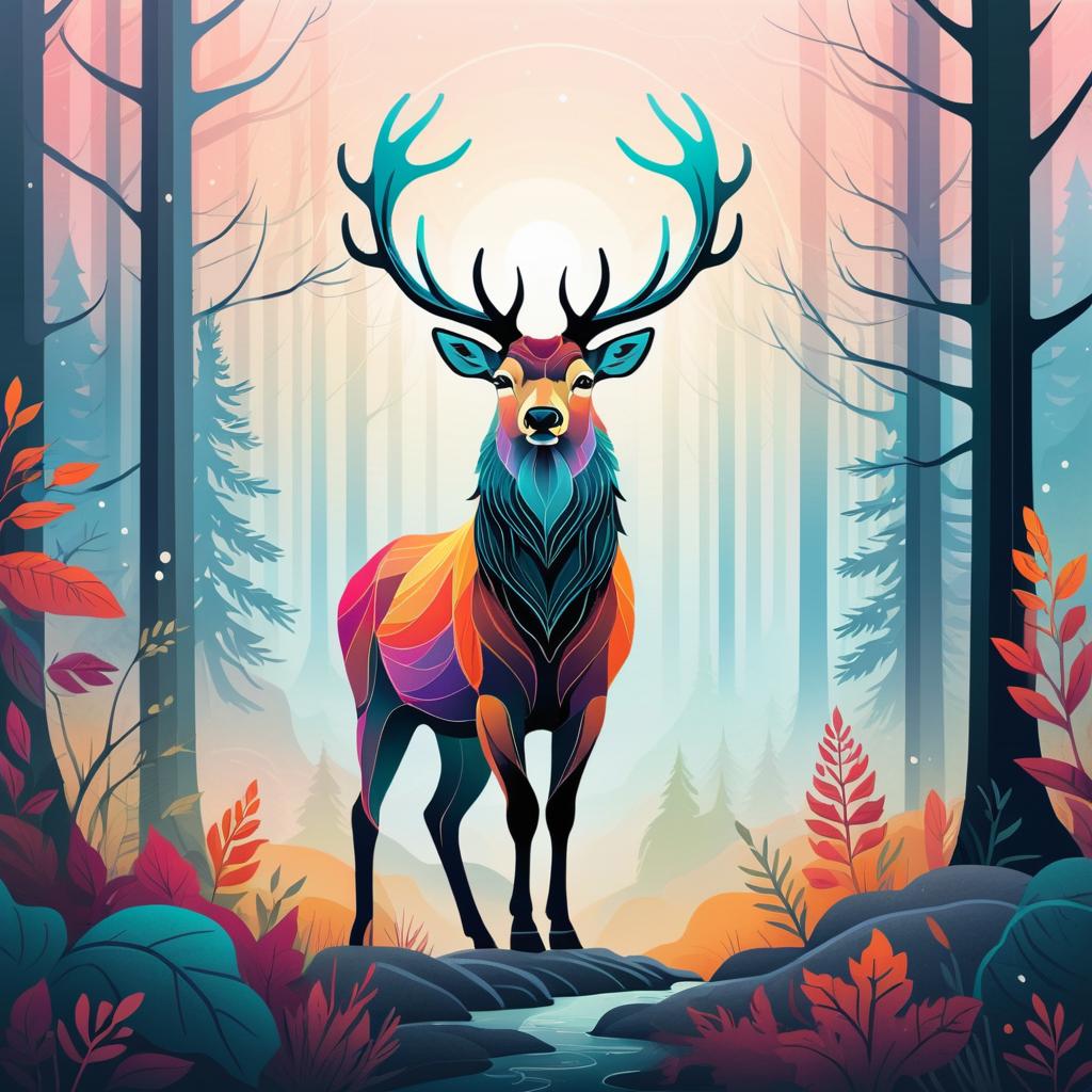 Majestic Stag in Misty Forest Art