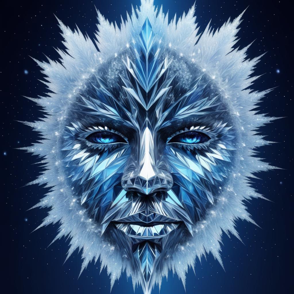 Surreal Ice Crystal Face Composition