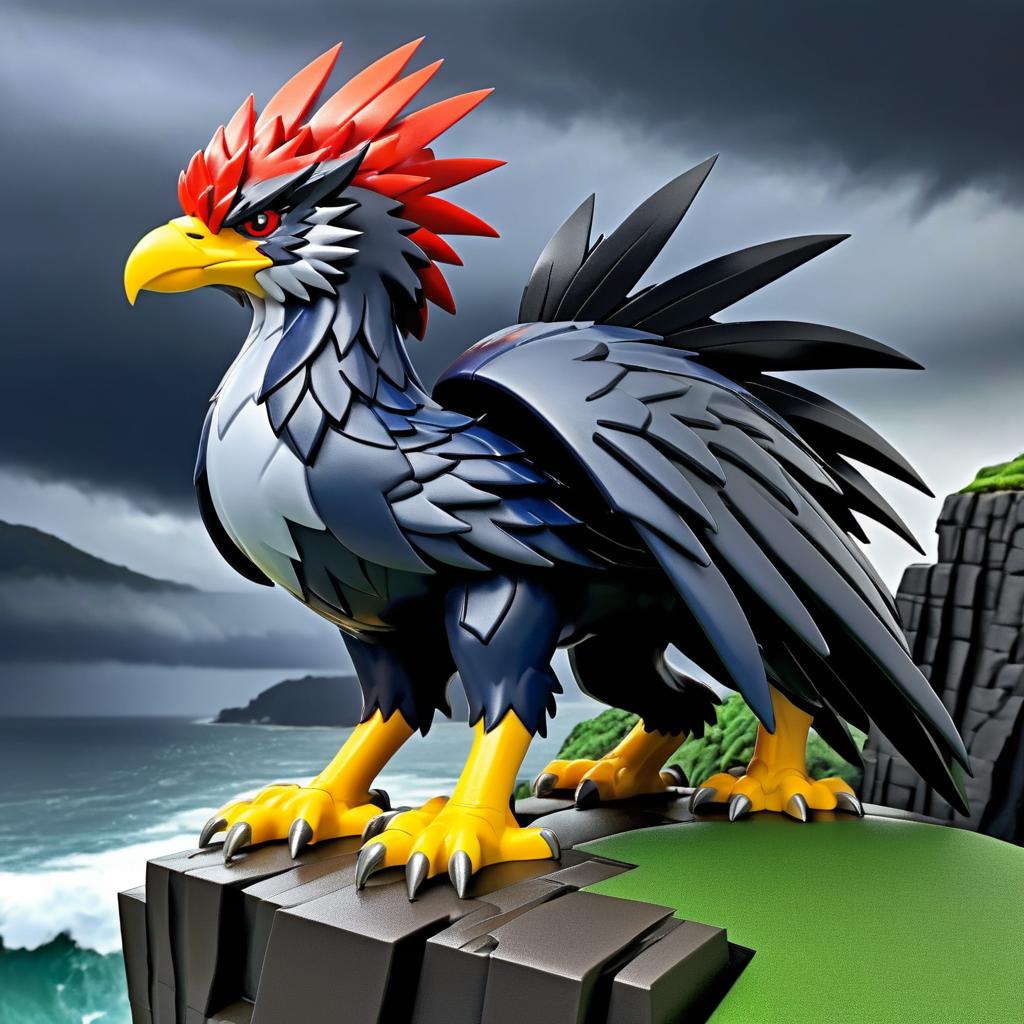 Fearsome Griffin in a Stormy Landscape