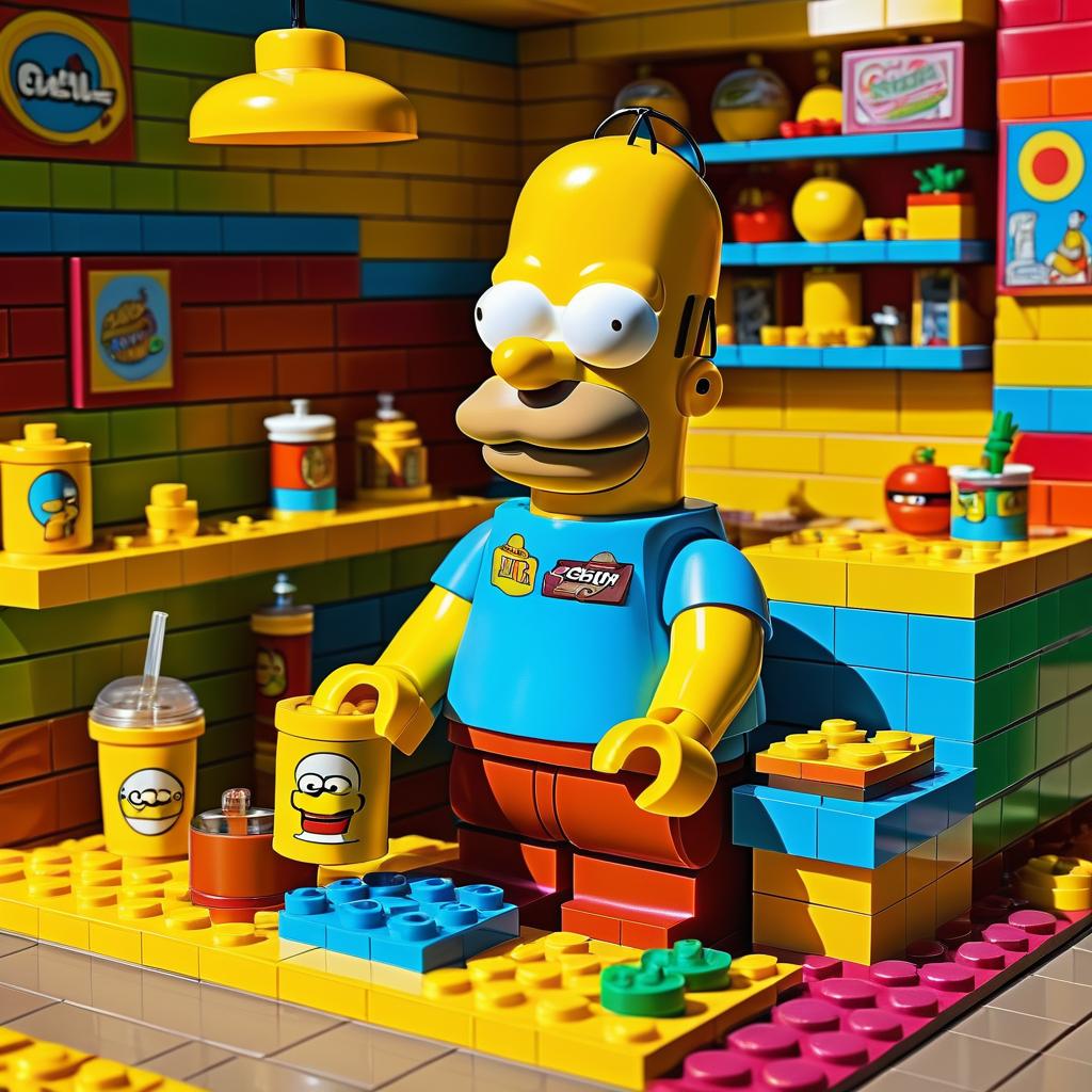 Homer Simpson as a Detailed Lego Figurine