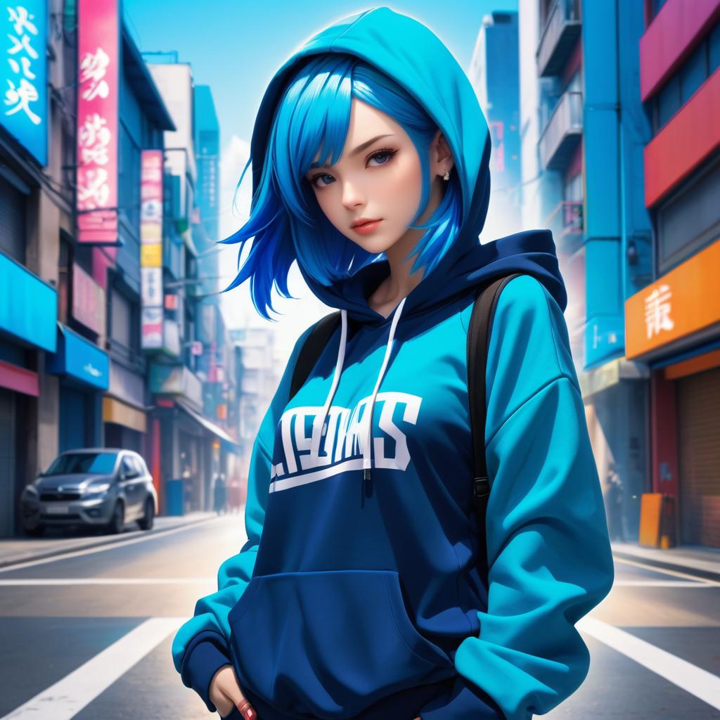 Vibrant Anime Character in Urban Setting