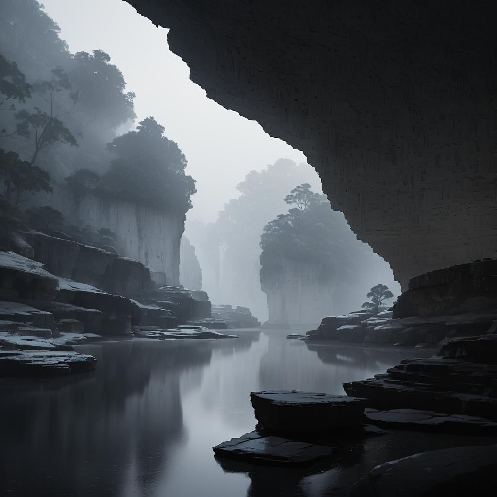 Serene Limestone Caverns in Early Morning Light