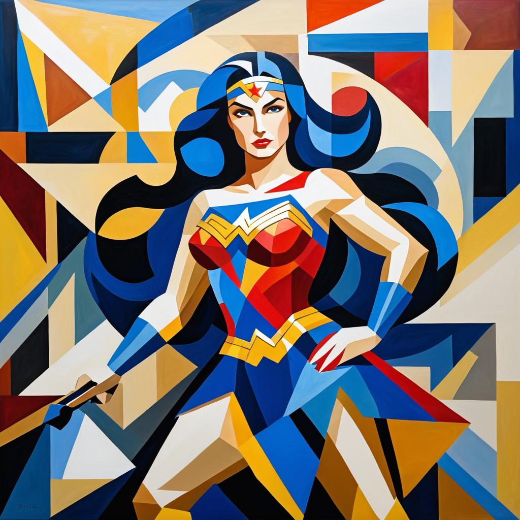 Cubist Wonder Woman in Picasso Style