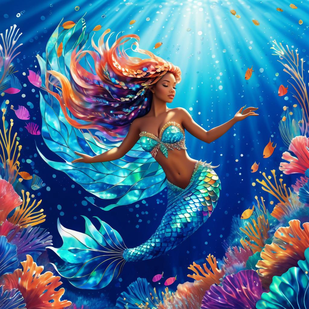 Vibrant Playful Mermaid in Coral Reef