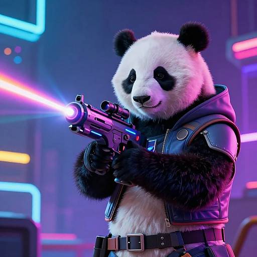 Cyberpunk Panda with Laser Rifle