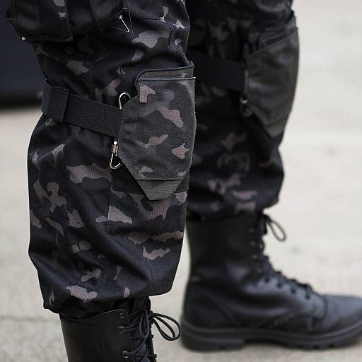 Detailed Black Military Outfit Close-Up