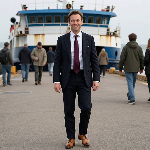 Man in Houndstooth Suit by Dockside