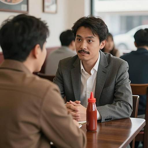 Casual Diner Interaction: Two Men Sitting