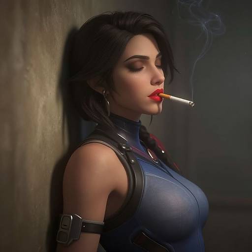 Cinematic Portrait of Woman Smoking