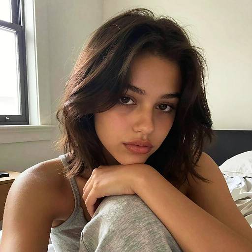 Jenna Ortega Cozy Tousled Hair Portrait