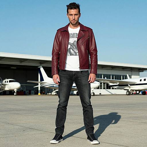 Confident Man in Leather Jacket