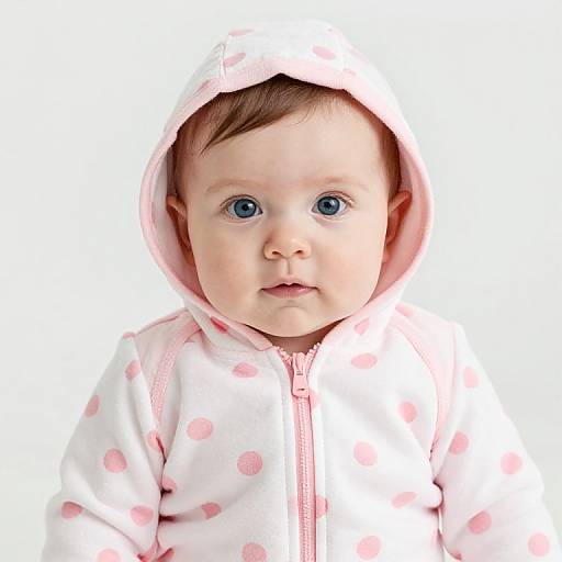 Adorable Baby in Polka Dot Hoodie
