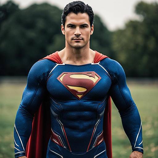 Man in Realistic Superman Costume Outdoors
