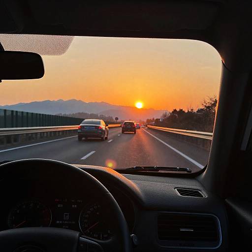 Cinematic Sunset Road Trip View