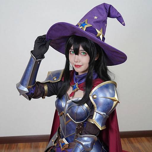 Young Woman Purple Wizard Cosplay