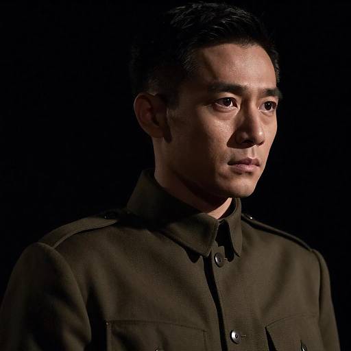 Side-Lit Military Portrait in Shadow