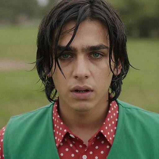 Intense Young Man in Blurred Nature