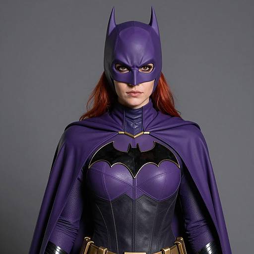 Female Batgirl in Purple Cape and Mask