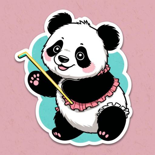 Cute Panda Bear Sticker with Frills