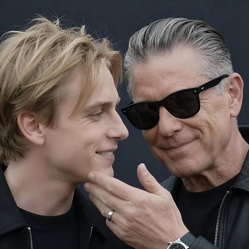 Intimate Close-Up of Two Stylish Men