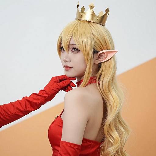 Blonde Elf Cosplayer with Gold Crown