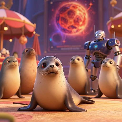 Retro Cyborg Seals Festival Poster