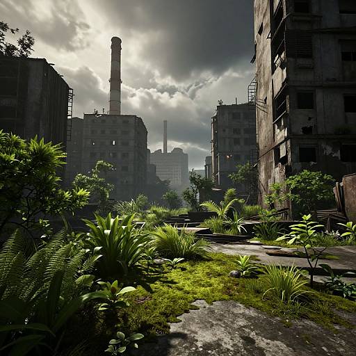 Overgrown Post-Apocalyptic Urban Landscape