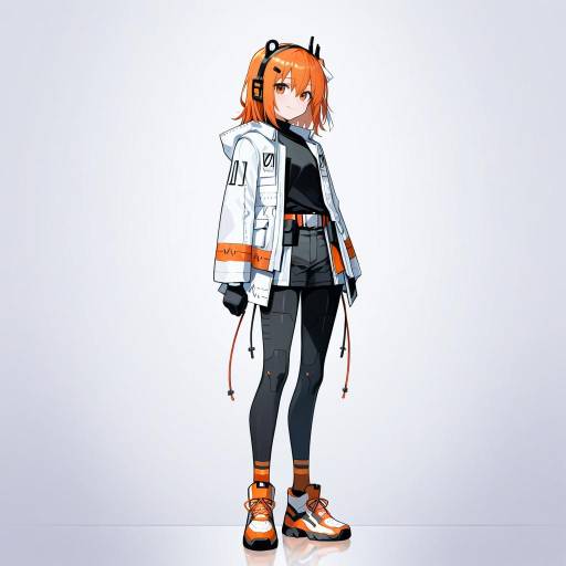 Futuristic Android Girl in High-Tech City