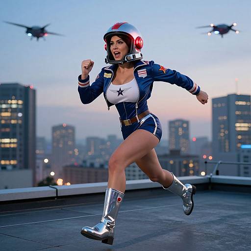 Cyberpunk Starfighter Woman Sprinting