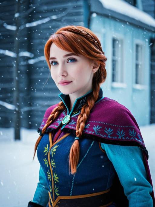Elegant Woman in Frozen Anna Costume