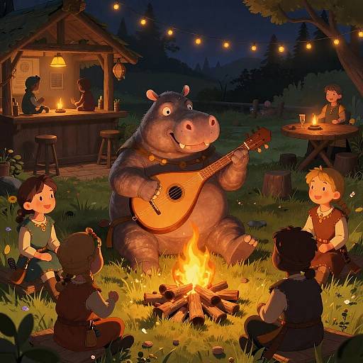 DND Hippo Bard at Campfire
