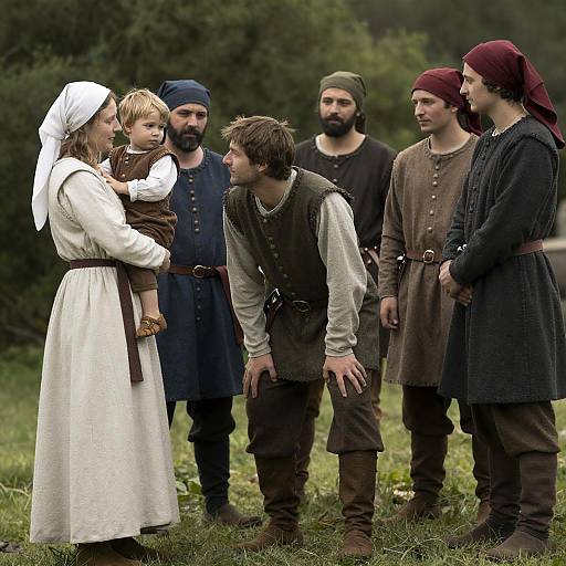 Medieval Family Portrait in Rustic Setting