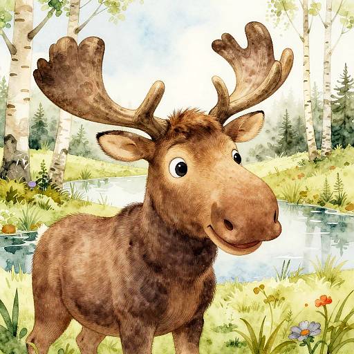Jolly Baby Moose in Dreamy Wetlands