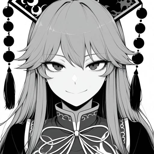 Monochrome Portrait of Junko from Touhou