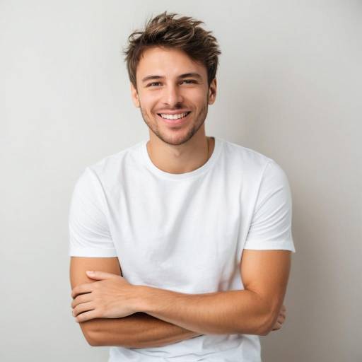 Smiling Young Man in White T-Shirt