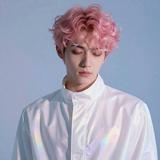 Ethereal Portrait of Pink-Haired Man