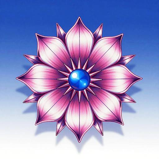 Futuristic Metallic Flower Illustration
