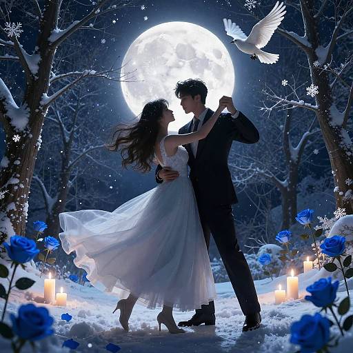Moonlit Dance of Enchanted Lovers