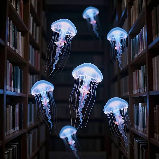 Ethereal Jellyfish in Mystic Library