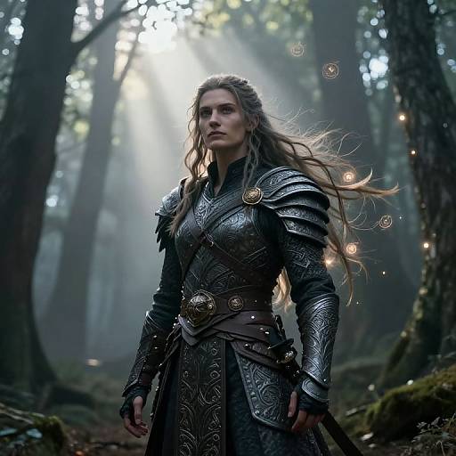 Fantasy Warrior in Mystical Forest
