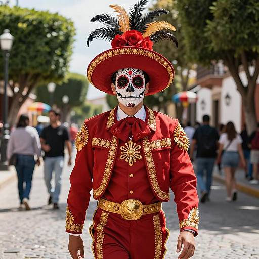 Man in Traditional Day of the Dead Mexican Costume