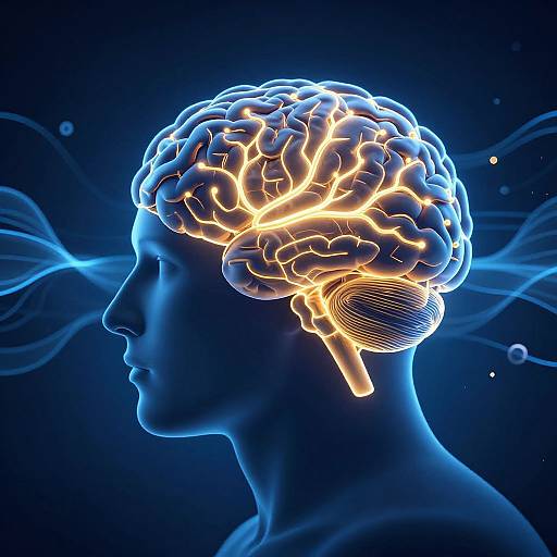 Focused Brain with Glowing Neural Pathways