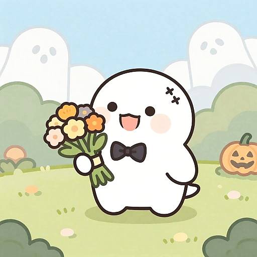 Pastel Whimsical Gentle Zombie in Garden