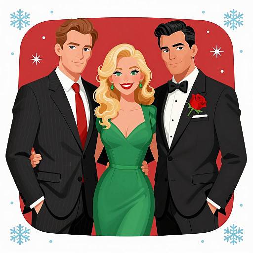 Elegant Trio in Stylish Winter Setting