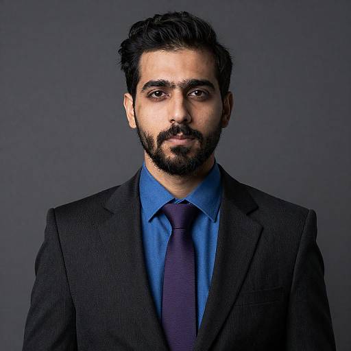 Stylish Man in Blue and Purple Attire