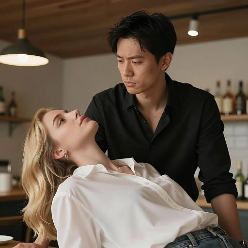 Man and Woman Intense Indoor Moment