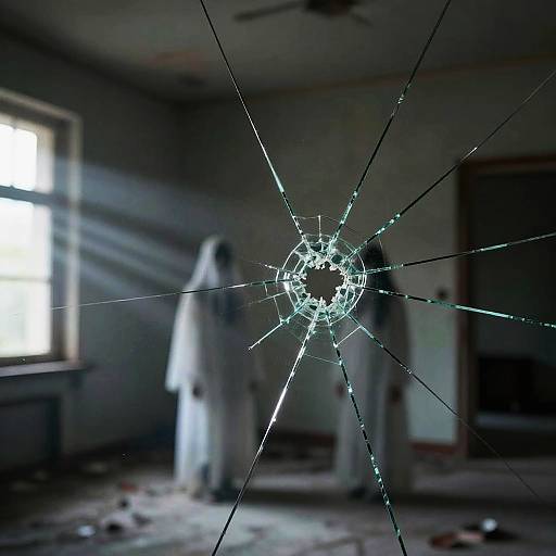 Eerie Cracked Mirror Reflection