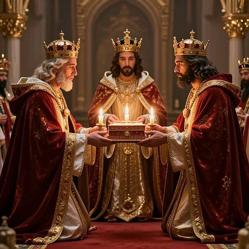 Regal Figures Presenting Gifts