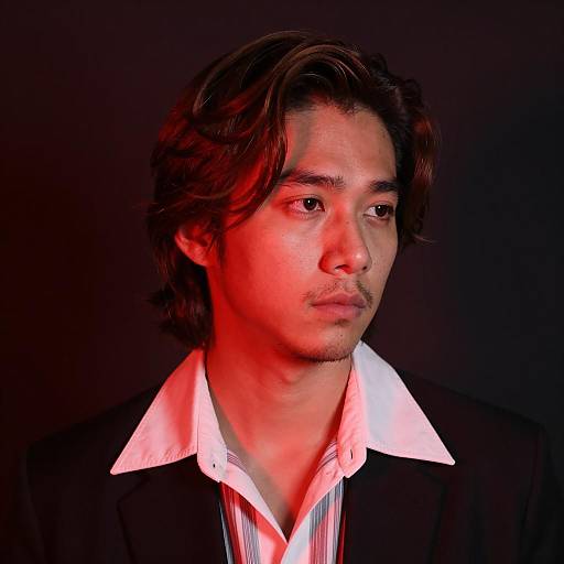 Serious Man in Red Lighting Portrait