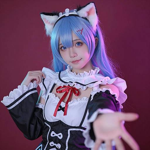 Neon Maid with Blue Hair